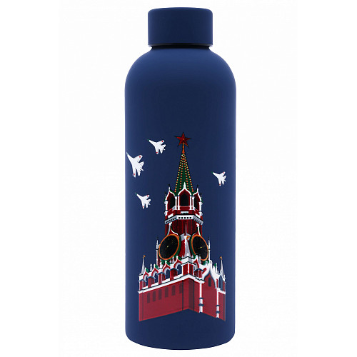 Термобутылка "Башни Кремля" (сталь синий 500 мл с рельефным изображением) TM.211022-030.SB