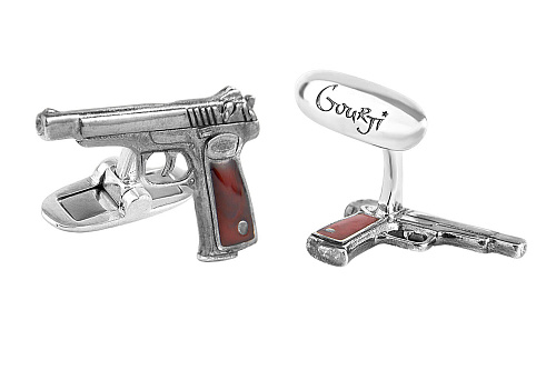 Запонки "Стечкин" эмаль, чернение 