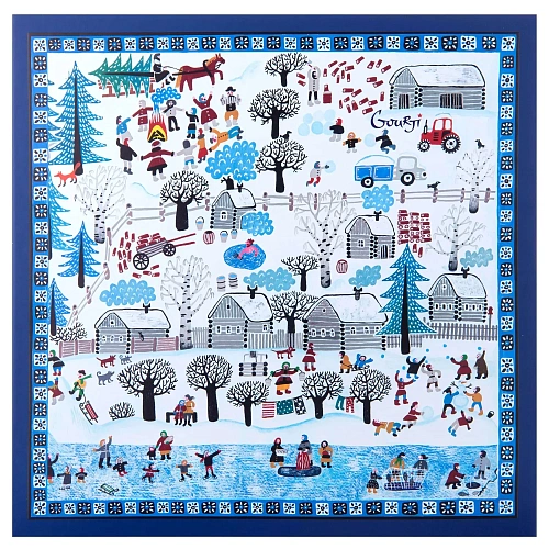 Ежедневник "Зимняя деревня"  (00328.030, синий) 