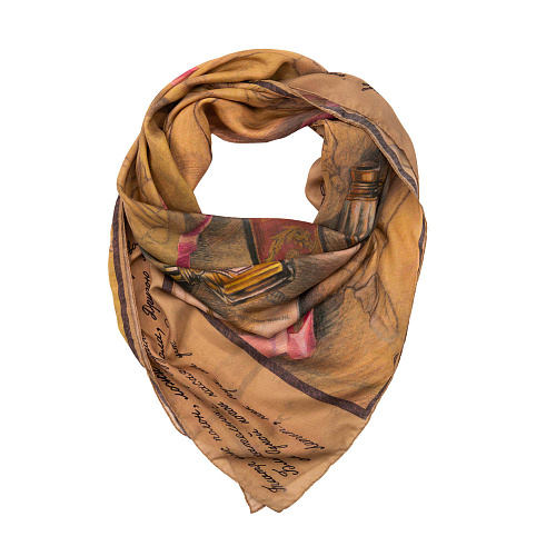 Платок "Балет" (шелк 100% бежевый 120х120) 