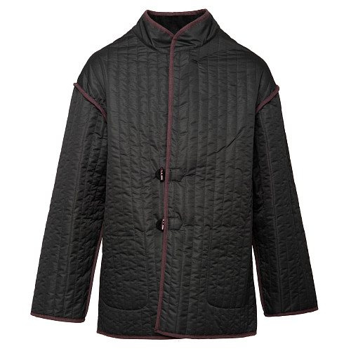 Полупальто "Телогрейка" черная стеганая (TEL02STEG-B) (коричневый кант шерсть 90% шелк 10% XL) 