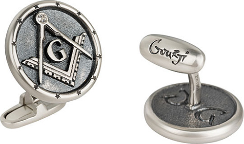 Запонки "Каменщики"  (серебро 925 пробы) 