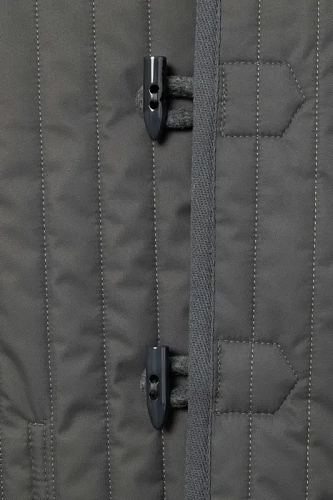 Полупальто "Телогрейка" серая стеганая (светло-серая, серый кант шерсть 90% шелк 10% L) 