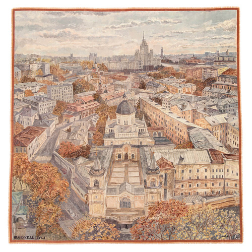 Платок "Ивановская горка" (шерсть 100% бежевый 140х140) 