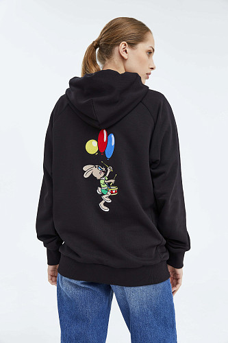 Толстовка с капюшоном "Ну, погоди" (хлопок 70% полиэстер 30% черный XXL) 