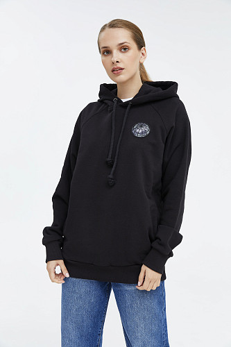 Толстовка с капюшоном "Герб союза" (хлопок 70% полиэстер 30% черный S) 