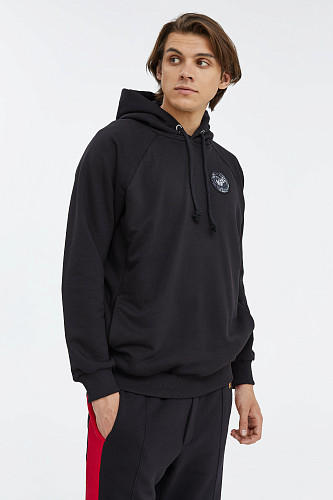 Толстовка с капюшоном "Герб союза" (хлопок 70% полиэстер 30% черный S) 