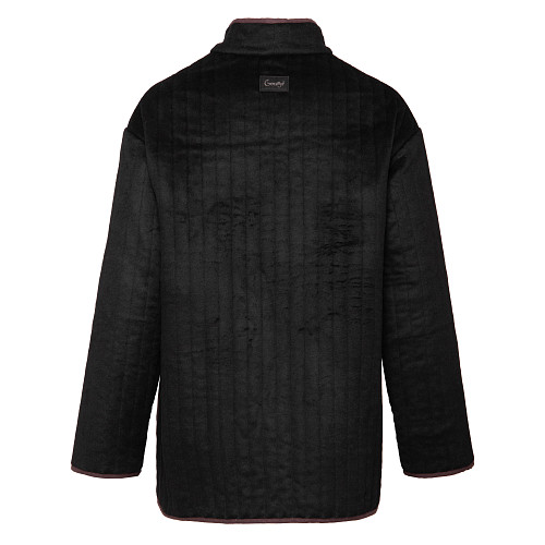 Полупальто "Телогрейка" черная стеганая (TEL02STEG-B) (коричневый кант шерсть 90% шелк 10% XL) 