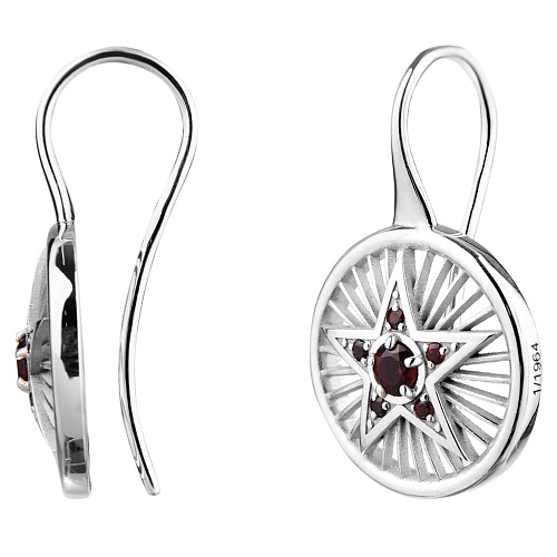 Серьги "Сокровища подземелья" родий, гранат 