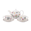Сервиз "Гербарий" (чайник и 2 чайные пары, фарфор, белый) 