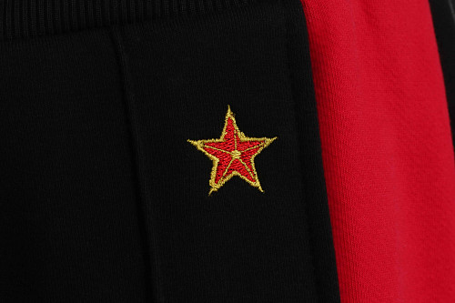 Брюки с красными лампасами (хлопок 70% полиэстер 30% черный XXL) 