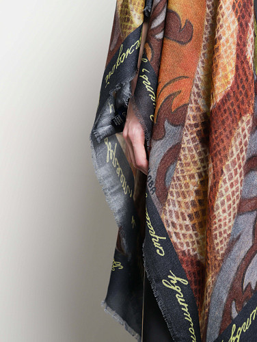 Шаль "Змея" (кашемир 100% синий 135х175) 