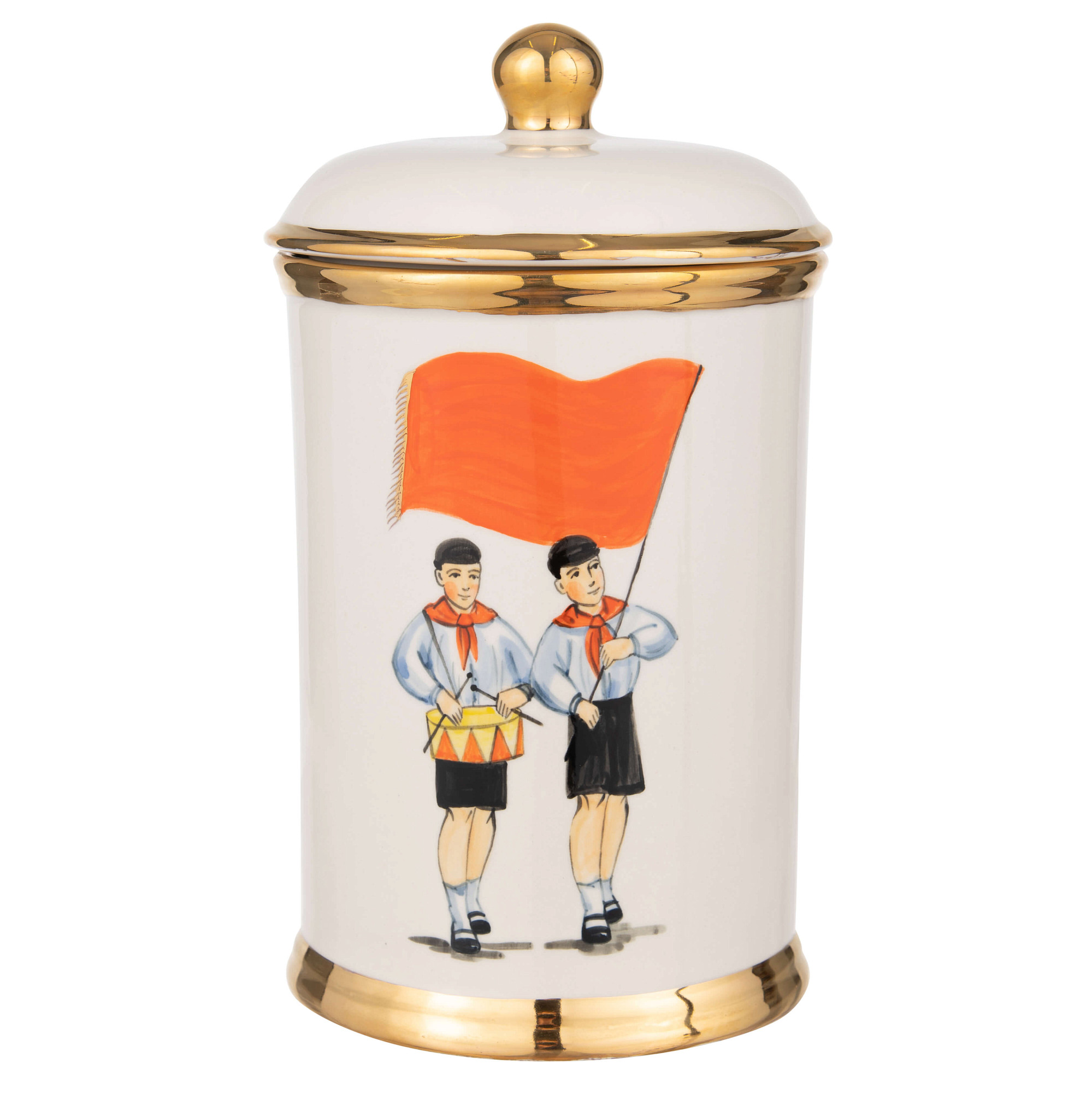 Ваза с крышкой "Парк культуры"  (керамика белый большой)