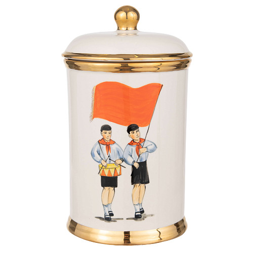 Ваза с крышкой "Парк культуры"  (керамика белый большой) 