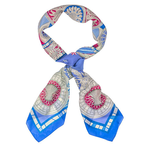 Платок "Ампир" (шелк 100% (саржа) голубой 90х90) 