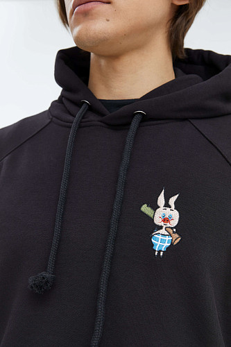 Толстовка с капюшоном "Винни-пух" (хлопок 70% полиэстер 30% черный XL) 