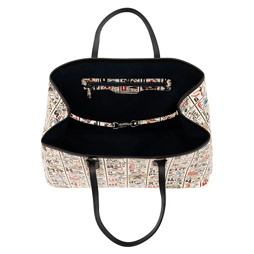 Сумка-шопер "Алфавит" (кожа белый красный разноцветный 56х29х14) 