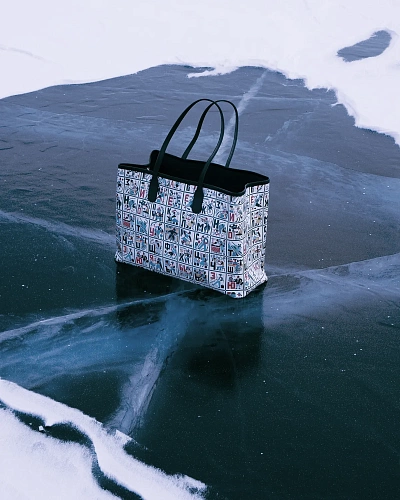 Сумка-шопер "Алфавит" (кожа белый красный разноцветный 56х29х14) 