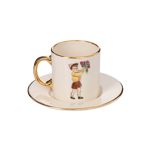 Чайная пара "Детская комната" (малый, керамика, белый) 