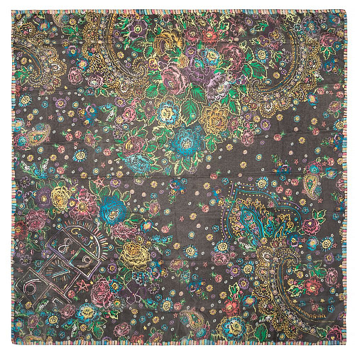 Платок "Мелки" (шелк 100% черный красный синий 120х120) 