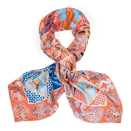 Платок "Северное сияние" (модал 90%, кашемир 10% красный синий. 140х140) 