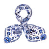Платок "Гжель" (шелк 100% белый синий 120х120) 