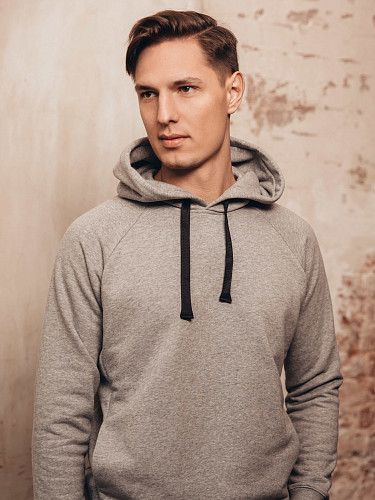 Толстовка с капюшоном "Герб союза" (хлопок 70% полиэстер 30% серый L) 