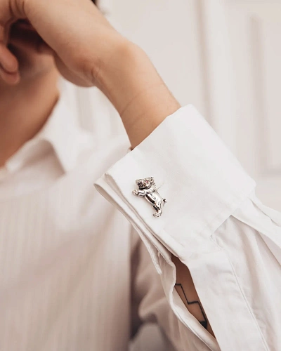 Запонки "Кабан" родий 