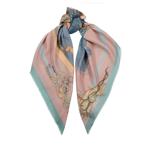 Платок "Царская охота" (шерсть 100%, розовый 140х140) 