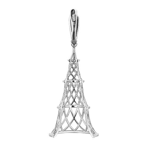 Серьги "Башня" длинные (серебро 925 пробы, фианиты 244 шт - 0,47 гр) 