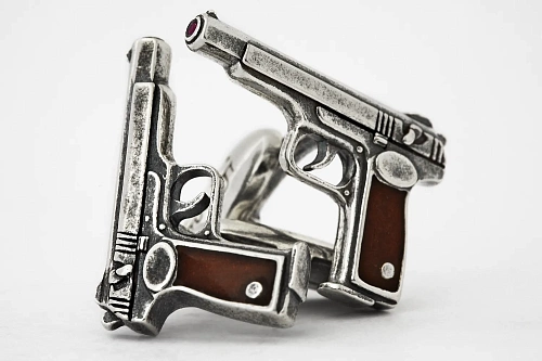 Запонки "Стечкин" эмаль, чернение 