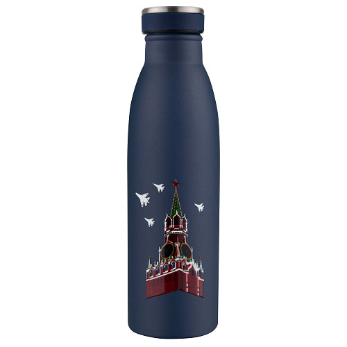 Термобутылка "Башни Кремля" (TM.211033.030.SB) (сталь синий с рельефным изображением) 