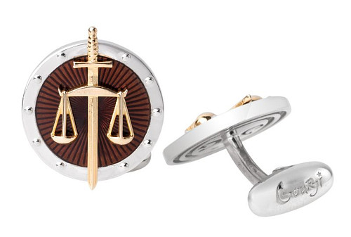 Запонки "Закон и порядок" родий, эмаль 