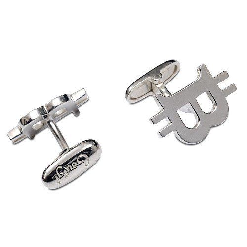 Запонки "Биткоин" родий 