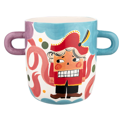 Ваза с ручками "Праздничные гуляния" (керамика, цветной) 