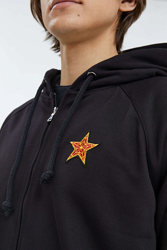 Толстовка на молнии "Отличник" (хлопок 70% полиэстер 30% черный S) 