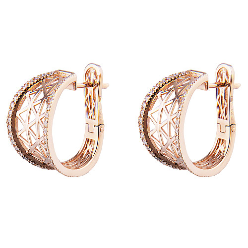 Серьги "Башня" позолота, фианит 