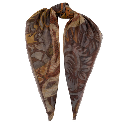 Платок "Змея" (кашемир 100%, коричневый 135х135) 
