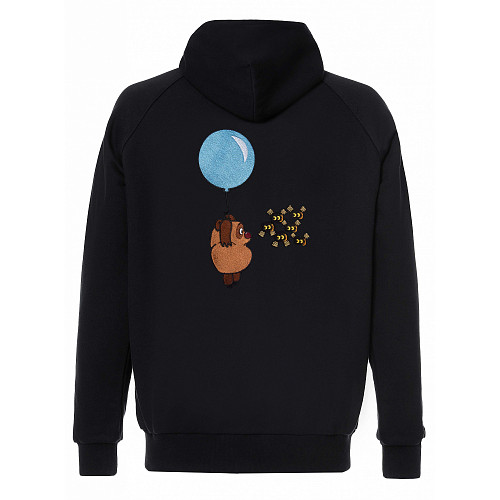 Толстовка с капюшоном "Винни-пух" (хлопок 70% полиэстер 30% черный XL) 