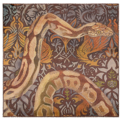 Платок "Змея" (кашемир 100%, коричневый 135х135) 