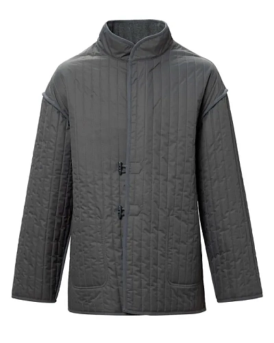 Полупальто "Телогрейка" серая стеганая (светло-серая, серый кант шерсть 90% шелк 10% L) 