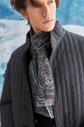 Шарф "Время вперед" (T27VV5RG) (шерсть 100% серый 40x195) 