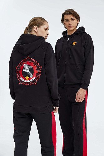 Толстовка на молнии "Отличник" (хлопок 70% полиэстер 30% черный S) 