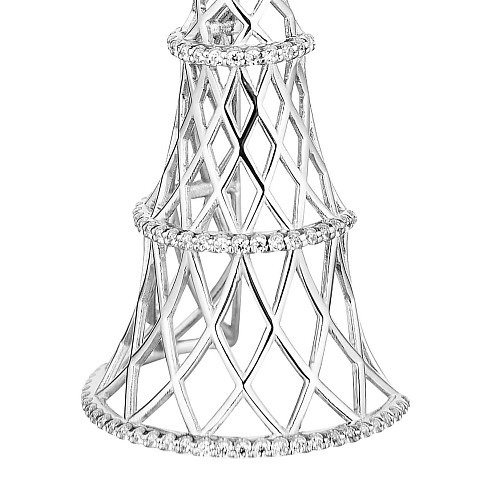 Серьги "Башня" длинные (серебро 925 пробы, фианиты 244 шт - 0,472 гр) 