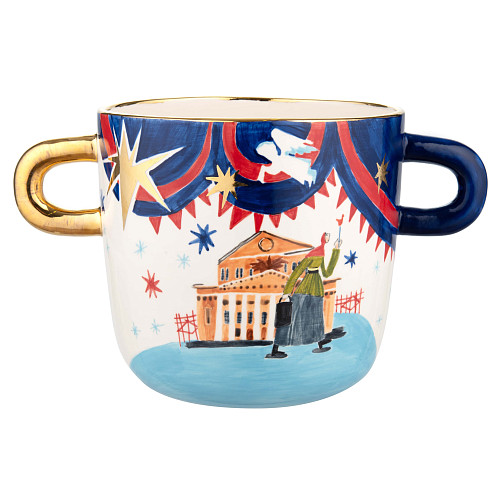 Ваза с ручками "Праздничные гуляния" (керамика, цветной) 