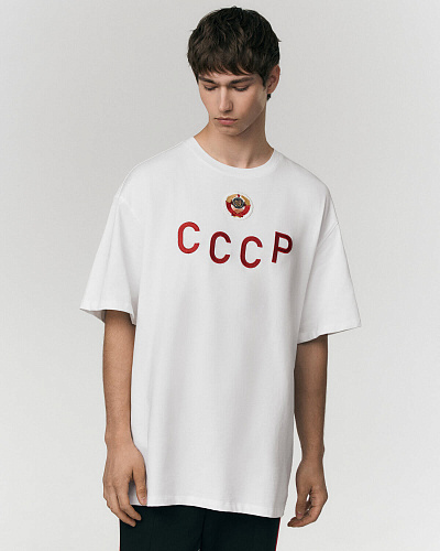 Футболка "СССР" (хлопок 100%, белый XS/S) 