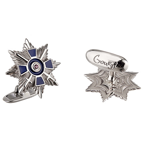 Запонки "Звезда храбрости"  (золото 585 пробы/2рубин, кр.1,5, 0,02ct,) 