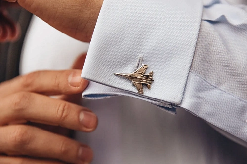 Запонки "Су-27" рубин, чернение 