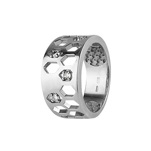 Кольцо "Конструктивизм" родий, топаз 