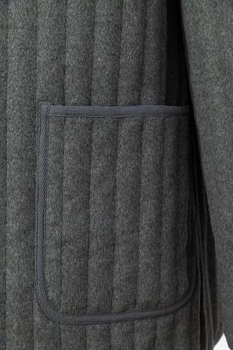 Полупальто "Телогрейка" серая стеганая (светло-серая, серый кант шерсть 90% шелк 10% L) 